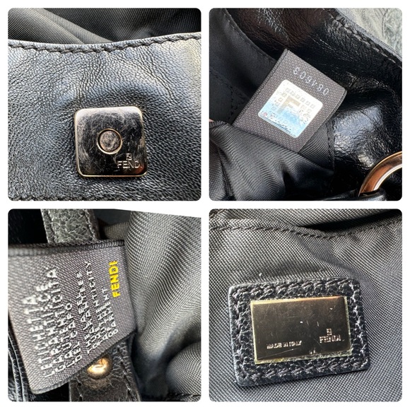 FENDI Small Zucca Chef Black Leather Shoulder Bag - Picture 7 of 10